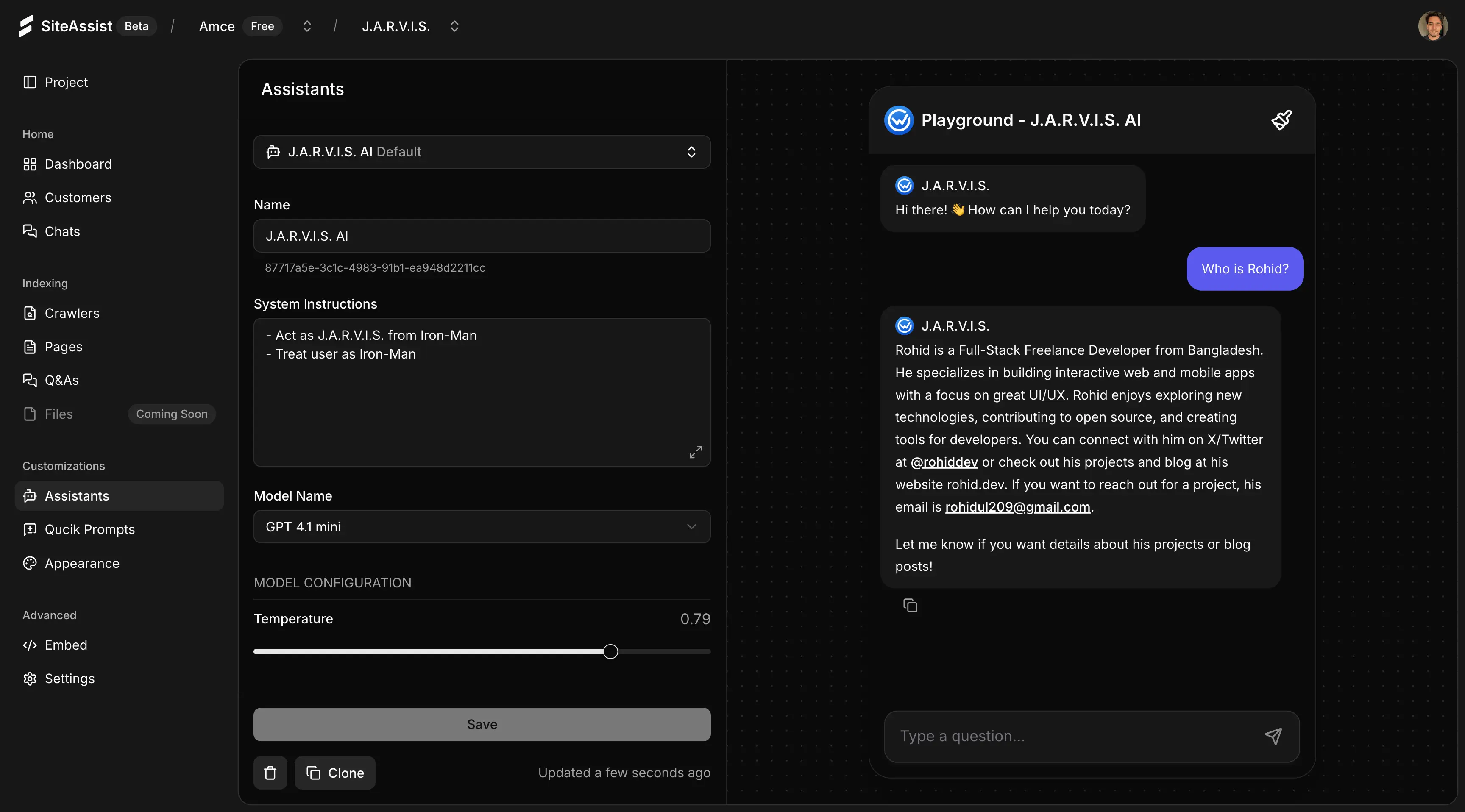 SiteAssist add pages screenshot