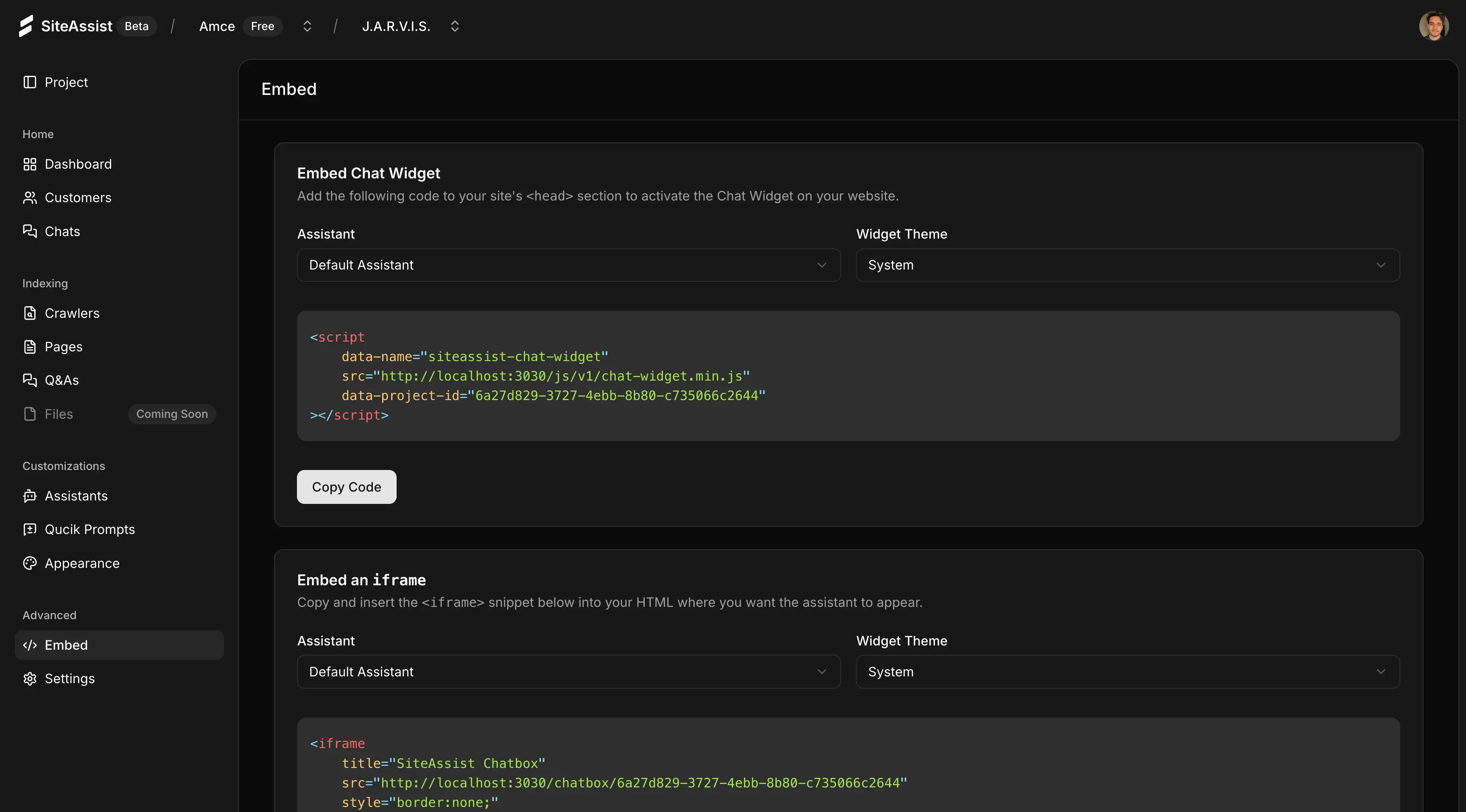 SiteAssist add pages screenshot
