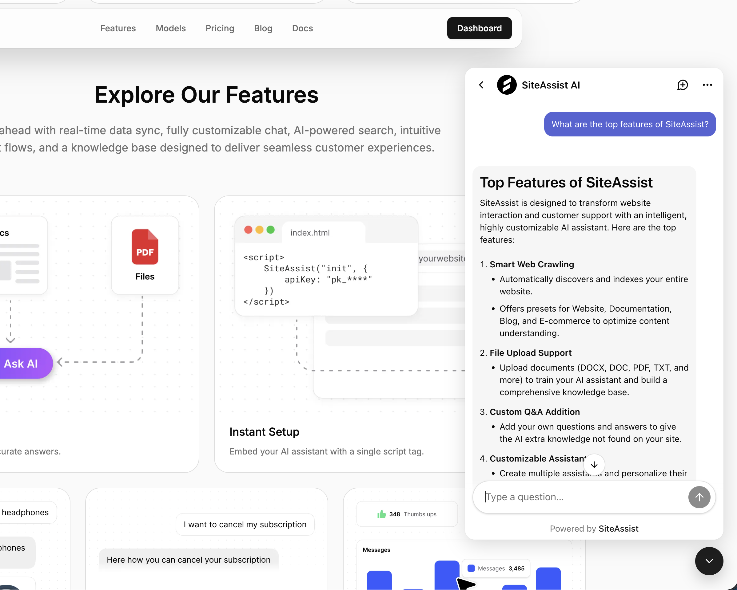 AI Chatbot widget on a website