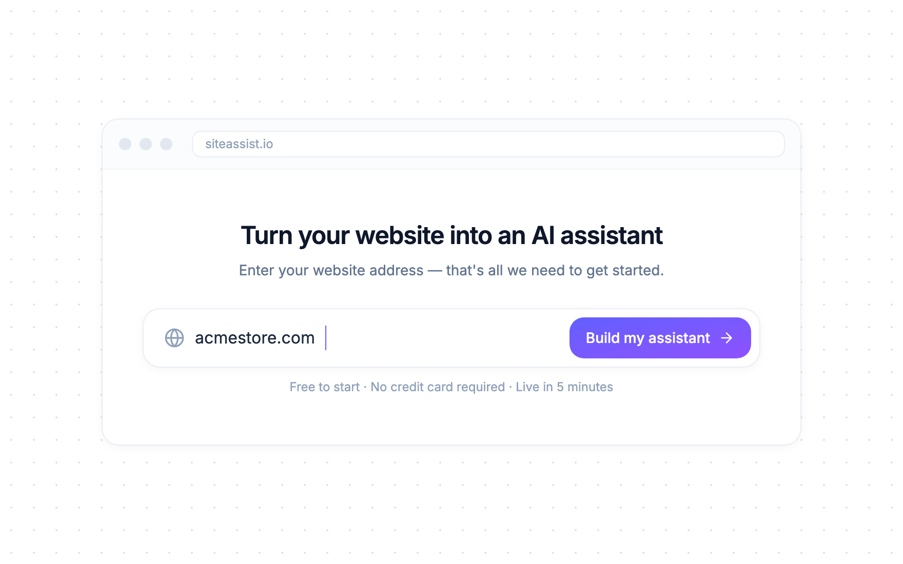 Enter your website URL to start building your AI assistant